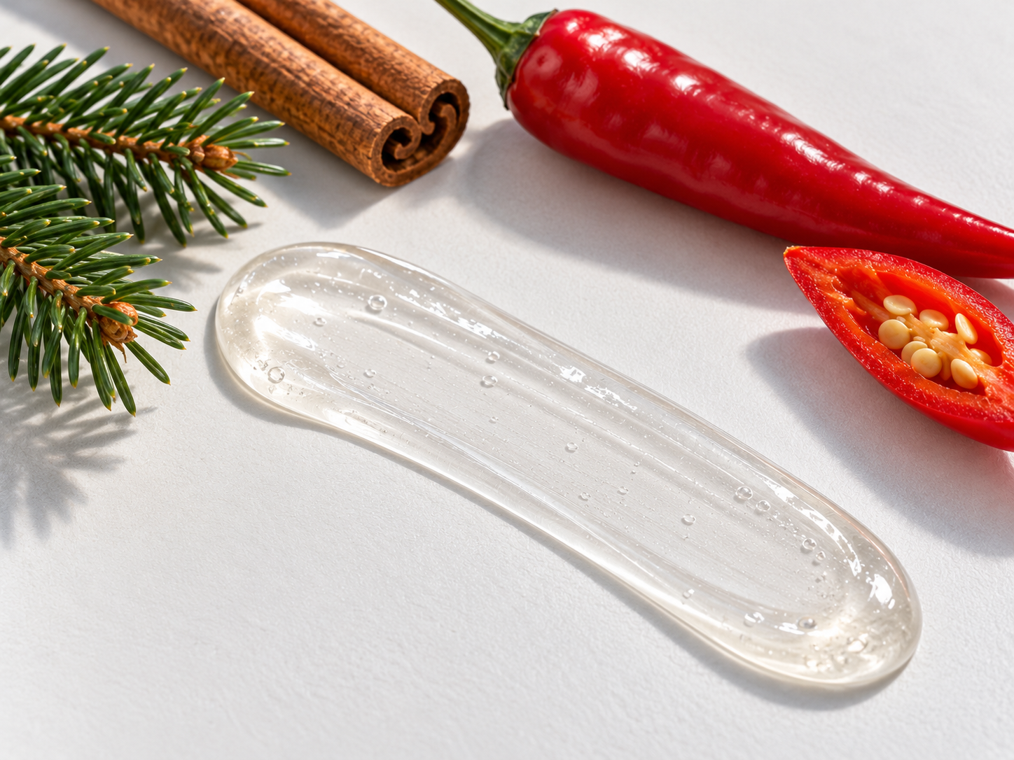 Textura transparentă a gelului Arteolin, întinsă pe o placă de ceramică albă